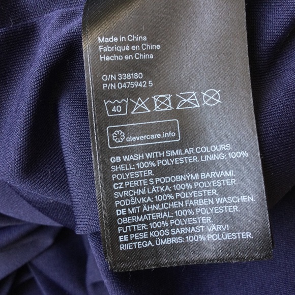 H&M Chiffon Shift Dress  Navy Blue Size 10 Lined Sheer Sleeves - Picture 12 of 14